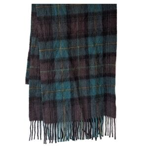 Simons Wool Plaid Fringe Scarf